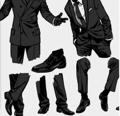 the silhouettes of men in suits and shoes