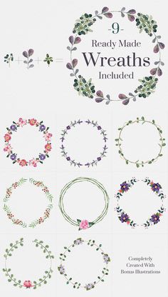 the front and back cover of ready made wreaths including flowers, leaves and branches