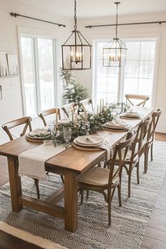 "Create a stunning Modern Farmhouse Table with this DIY project! 🛠️🏡 Ideal for stylish dining. #FarmhouseInspo #DIYTable #FarmhouseDesign" Homemade Dining Room Tables, Cute Farmhouse Dining Room, Dinning Room Table For 10 People, Kitchen Table Set Up Ideas, Farmhouse Square Dining Table, Modern Kitchen Table Design, Dining Room Table Natural Wood, Styled Dining Room Table, 8ft Dining Room Table