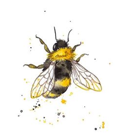 a painting of a bee with yellow and black spots