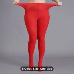 Perfect For Plus Size Women-So Comfy! Red High Waist Stretch Tights, High Waist Stretch Red Tights, High-waist Stretch Red Tights, Red High Stretch Full Length Tights, High Waist Red Bottoms With High Stretch, High Waist High Stretch Red Bottoms, Red Stretch Hosiery For Winter, Fitted Full Length Red Tights, Red Tight Tights For Winter