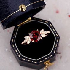 an open black box with a red jewel in it