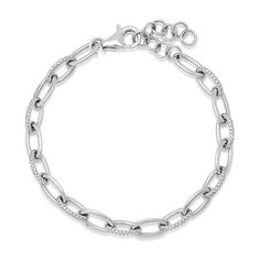 White Gold Oval Link Chain Bracelet, White Gold Cubic Zirconia Chain Link Bracelet, Diamond Chain Link Bracelet Fine Jewelry, Fine Jewelry Diamond Chain Link Bracelet, White Gold Cable Chain Bracelet, Cubic Zirconia Diamond Bracelet With Chain Link, Classic Diamond Chain Bracelet With Solid Link, White Gold Diamond Jubilee Bracelet, Classic Diamond Oval Link Chain Bracelet