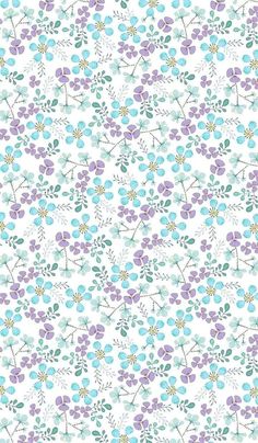 a white background with blue and purple flowers