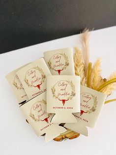 Set your wedding favors apart from the traditional with our Rustic Boho-themed can coolers. Designed to complement any bohemian decor, whether it's elegant or a rustic western boho theme, our customizable can holders are a perfect fit for your vision. You have the flexibility to coordinate the font color with your wedding scheme. These personalized can coolers serve as thoughtful thank-you gifts and keep drinks cold while protecting guests' hands during celebrations. They're a lasting gift that guests will cherish and use at future gatherings. For slim can coolers designs, please reach out.** !! All can coolers are foam material.  ------------------------------------------------------------------------------------------------------------------ H O W   T O   P L A C E   A N   O R D E R: 1. Western Wedding Party Favors, Western Wedding Favors, Western Boho Wedding, Boho Western Wedding, Pampas Wreath, Cooler Designs, Beer Holder, Beer Holders, Custom Wedding Favours