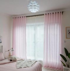 Rose Quartz Pink Sheer Curtains Drapes for Bedroom 1 Set of 2 Panels Curtain Styles Ideas, Pink Aesthetic Decor, Curtain Guide, Pink Room Aesthetic, Pink Sheer Curtains, Pink Blackout Curtains, Soft Bedroom, Sheer Linen Curtains, Window Sheers