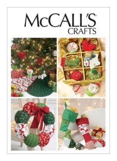 the front cover of mccall's crafts magazine featuring christmas wreaths and stockings