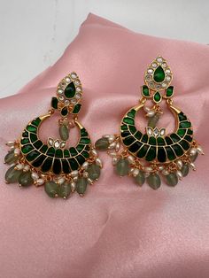 Chandbali Earrings, Emerald Bead, Indian Wedding Jewelry, Boston Massachusetts, Red Stone, Massachusetts, Favorite Jewelry, Hippie Boho, Jewelry Earrings Dangle