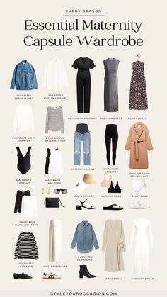 Get ready for a stylish pregnancy with our essential maternity capsule wardrobe for 2024! Our guide includes pregnancy outfits for all seasons: fall, summer, spring, and winter. Find the best maternity outfits for every time of year and achieve the perfect minimal maternity style. Bump friendly outfits