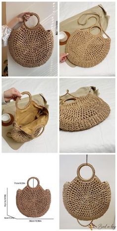 BirdinBag - Chic Straw Handbag - Effortlessly Minimalist – birdinbag Straw Handbags, Color Khaki, Straw, Crochet Hats, Tote Bag, Size Medium, Hats, Crochet, Handbags