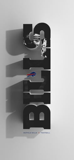 an image of the buffalo bills logo made out of cutout letters on a wall