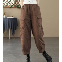 Women Winter Loose Quilted Solid Harem Pants Leather Oxfords Women, Fall Winter Essentials, Yellow Coffee, Harem Pants Women, Winter Pattern, Winter Essentials, Season Winter, Shoe Box, Waist Size