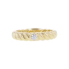 Make a statement with our Orleans Twisted Bezel Diamond Ring. Crafted from 14 karat yellow gold, this elegant ring features a single bezel set diamond of 1/15 carat, adding a touch of luxury to any outfit. Its twisted high polish design adds a unique touch to this must-have accessory. Shine bright with this playful and trendy piece! Elegant Round Diamond Ring With Smooth Bezel, Luxury Yellow Gold Stackable Rings With Bezel Setting, Timeless White Gold Diamond Ring With Smooth Bezel, Formal White Gold Diamond Ring With Smooth Bezel, Elegant Stackable Rings With Smooth Bezel, Classic Stackable Rings With Bezel Setting, Diamond Rings With Fluted Bezel For Wedding, Luxury Stackable Rings With Single Round Cut Diamond, Luxury Yellow Gold Diamond Ring With Single Diamond