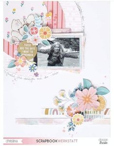 a scrapbook page with an image of a woman and flowers