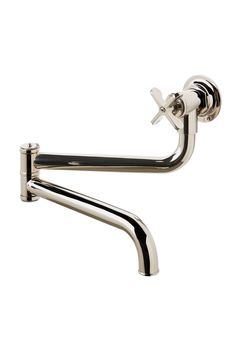 a faucet with two handles on each side and one arm extended to the other