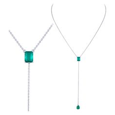 White Gold Necklace, Necklace For Her, Back Jewelry, White Gold Necklaces, Emerald Necklace, Lariat Necklace, Emerald Diamond, Women Accessories Jewelry, Beautiful Jewelry