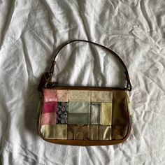 Vintage 2000s Y2k Coach Shoulder Bag In Good Condition Has Some Discoloration. Spice Up Your Plain Outfits With This Gorgeous Bag Multicolor Rectangular Coach Shoulder Bag, Coach Multicolor Rectangular Bag, Multicolor Rectangular Coach Bags, Multicolor Retro Coach Bag, Multicolor Coach Clutch Bag, Coach Multicolor Clutch Bag, Multicolor Coach Pouch Bag, Coach Patchwork Bag, Thrifted Bags