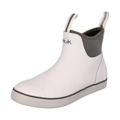 Easy-to-slip-on protection for female anglers, Rogue Wave Deck Boots for Ladies from Huk� arrive ready to take on all kinds of nasty conditions. Offering women anglers high performance footing and protection, the Rogue Wave's full neoprene and rubber uppers provide both durability and comfort. Molded footbeds cushion and support feet when the fishing keeps you up on your feet for long periods. Non-marking GripX Wet Traction outsoles feature a geometric tread design for sure footing over wet and Boat Boots, Deck Boots, Female Angler, Womens Muck Boots, Mud Boots, Boots For Ladies, Rogue Wave, Millennial Style, Fishing Boots