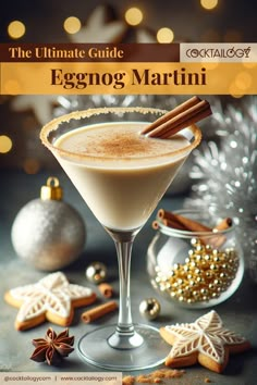 Eggnog Martini Cocktail Eggnog Martini Recipe Vanilla Vodka, Egg Nog Martini Recipe, Eggnog Amaretto Cocktail, Christmas Eggnog Cocktails, Ginger Bread Martini, Eggnog Espresso Martini, Christmas Martini Holiday Drinks, Martini Recipes Christmas, Fun Martinis