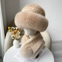 Great shopping ideas for Women's Real Mink Fur Hat + Real Mink Fur scarf Knitted Beanies Stretch Ski Cap , Womens Accessories