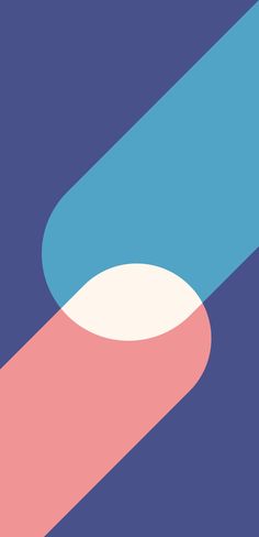 a blue and pink background with an oval shaped object on the bottom right corner,