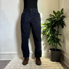 Vintage unisex navy corduroy tailored dads pants  Size: W31 L30 Model is size S/27" Height 5'9 💛Please refer to measurements for accurate fit💛 Measurements (Inches): Waist: 30" Hips: 40" Rise: 11.5" Inseam: 29" Brand: Unknown  Material: 100% Cotton  📌Please read shop policy📌 💕Ask me any questions💕 Philadelphia Pa, Bottoms Pants, Womens Bottoms, Gender Neutral, Art Collection, Pants For Women, Adult Outfits, Bathing Beauties, Women Accessories