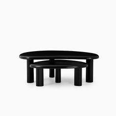 two black tables sitting on top of each other