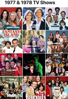 many different tv shows are shown in this collage with the names of their characters