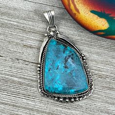 Real Kingman turquoise in sterling silver  This pendant is about 3" tall, including the bail, by about 1 3/4" wide  Bail accommodates 4mm chain  Handmade by Navajo artist, Rita Long  signed and marked sterling  You are purchasing only the pendant, no chain    Exported By ExportYourStore :) SKU:6846366886* Geraldine James, Navajo Style, Kingman Turquoise, Turquoise Pendant, Natural Turquoise, American Jewelry, Native American Jewelry, Turquoise Jewelry, Native American