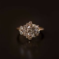 an engagement ring with diamonds on it