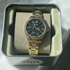 Fossil Watch | Gold Fossil Womens Watch Brand New Fossil Women Watches, Metal Analog Watch, Gold Chronograph Watch With Metal Dial As Gift, Gold Chronograph Watch With Metal Dial For Gift, Timeless Metal Analog Watches, Timeless Metal Analog Watch, Watches Women Black, Fossil Watches Women, Fossil Jewelry