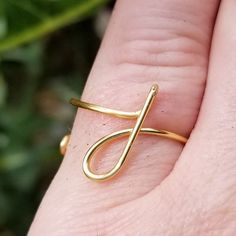 J Initial Ring Dainty Adjustable Wire Wrapped Ring Make It | Etsy J Ring, J Initial, Initial J, K Ring, Ring Initial, Wire Jewelry Rings, Bridesmaid Rings, Diamond Wedding Rings Sets, Friendship Rings