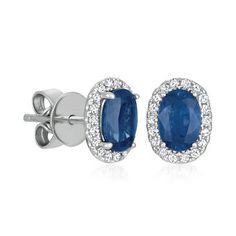 LeVian - Le Vian 1.00ct t. w. Blueberry Sapphire Earrings, .13ct t. w. Vanilla Diamonds in 14kt Vanilla Gold. With a rich history dating back to the 15th century, Le Vian jewelry is well known for its decadent designs and innovative use of color. This timeless pair of earrings present 1.00 ct. t. w. oval sapphires haloed by .13 ct. t. w. round brilliant-cut diamonds. Finely crafted in polished 14kt white gold. Post/clutch, Le Vian diamond and sapphire earrings. Diamond birthstones are the perfec Classic Oval Sapphire Diamond Earrings, Classic Blue Oval Diamond Earrings, Sapphire Oval Earrings Brilliant Cut, Sapphire Earrings With Pave Setting In Fine Jewelry Style, Sapphire Earrings With Pave Setting, White Gold Sapphire Earrings With Pave Setting, Gia Certified Sapphire Diamond Earrings, Sapphire Oval Diamond Earrings, Blue Pave Set Earrings For Formal Occasions