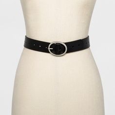 Women's Jean Belt - Universal Thread Black S Adjustable Spring Belt With Buckle, Black Casual Belt With Buckle Closure, Casual Black Belt With Buckle Closure, Casual Black Belts For Everyday, Casual Black Belt For Everyday, Casual Black Belts For Spring, Spring Leather Belt With Buckle Closure, Casual Belts With Buckle Closure For Spring, Casual Belt With Buckle Closure For Spring