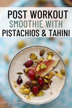 This creamy pistachio pomegranate & tahini protein smoothie is a perfect post-workout pick-me-up for getting your through any tough workout! High Protein Breakfast Recipes, Post Workout Smoothie, Protein Breakfast Recipes, Healthy Recipes Easy Snacks, Good Healthy Snacks, Easy Smoothie Recipes, Healthy Gluten Free Recipes