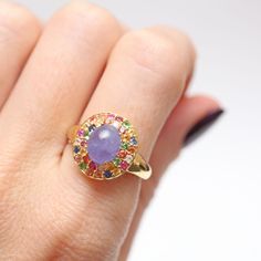 Adding some really fun affordable items to the shop for a quick pick-me-up or holiday present. This piece is super colorful with a lovely purple hazy tanzanite cabochon surrounded by a rainbow of tourmalines. Ring face measures approx. 15m x 14mm. Ring size 7.25. Setting is gold vermeil (gold over sterling silver). Watch Cufflinks, Tanzanite Ring, A Rainbow, Gold Vermeil, Ring Shopping, Tourmaline, Ring Earrings, Bracelet Watch, Necklaces Bracelets