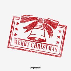 merry christmas rubber stamp with a bell