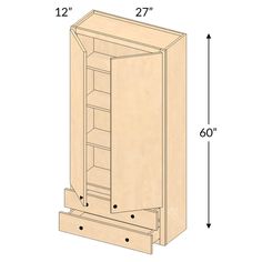 the measurements for an armoire cabinet are shown in this drawing, and it is not very