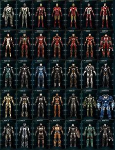 an image of the different iron man armors that are in each character's chest