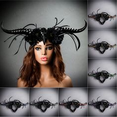 This Raven Skull Gothic Demon headband with Long Horn is great for your Gothic Demon costume, with the 5.5 inches flexible headband it can fit most adults. Even with both large horns, the headband's total weight ~9oz you can wear this comfortably to your party without too much weight on your head.   Feature: Material: Plastic Resin and hand painted Style: Demon Gothic Hair Accessories Occasion: Halloween Party, Costume Party, Masquerade Dress up Party. Size: 18 x 11 x 7 Inches Headband: One Size Gothic Black Costume Hats And Headpieces For Themed Events, Gothic Black Hats And Headpieces For Themed Events, Adjustable Headpieces For Halloween Masquerade, Black Novelty Costume Accessories For Fantasy Events, Black Novelty Costume Hats And Headpieces For Themed Events, Punk Style Black Costume For Festival, Black Punk Costume Accessories For Halloween, Gothic Costume Accessories For Halloween, Black Punk Halloween Costume Accessories