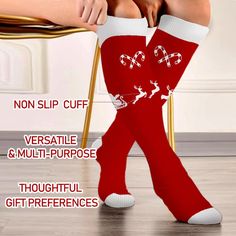 Plus Size Compression Socks Christmas Reindeer sleigh | Moon Wood Christmas Knee-high Socks For Stocking Stuffer, Breathable Compression Sports Socks, Red Stretch Knee-high Socks For Winter, Compression Nylon Thigh-high Stockings, Comfortable Compression Knee-high Socks, Breathable Compression Knee-high Socks, Lace Stockings, Plus Size Tights, Reindeer And Sleigh