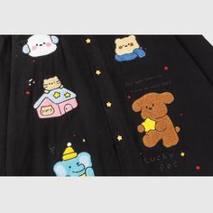 Material: CottonFeatures: Shirts, lapel, long sleeve, plaid shirts, cartoon pattern towel embroidered design, relaxed fit, soft and breathable, unisex, couple outfits.Style: Casual, college, streetwear