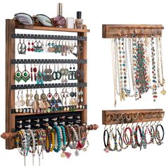 PRICES MAY VARY. 【𝐏𝐚𝐭𝐞𝐧𝐭 𝐖𝐚𝐥𝐥 𝐉𝐞𝐰𝐞𝐥𝐫𝐲 𝐎𝐫𝐠𝐚𝐧𝐢𝐳𝐞𝐫】 This wall jewelry organizer is designed by professional design team and applied for a patent in the US. It’s the only one you can find in the market. 【𝐒𝐞𝐭 𝐨𝐟 𝟑 𝐖𝐚𝐥𝐥-𝐦𝐨𝐮𝐧𝐭𝐞𝐝 𝐉𝐞𝐰𝐞𝐥𝐫𝐲 𝐎𝐫𝐠𝐚𝐧𝐢𝐳𝐞𝐫】 1 earring organizer with 80 holes and 84 slots and 2 necklace rack. Perfect for display and keep jewelry easily to access. 【𝐑𝐮𝐬𝐭𝐢𝐜 𝐖𝐨𝐨𝐝𝐞𝐧 𝐖𝐚𝐥𝐥 𝐉𝐞𝐰𝐞𝐥𝐫𝐲 𝐎𝐫𝐠𝐚𝐧𝐢𝐳𝐞𝐫】This je Rustic Jewelry Organizer, Wall Jewelry Organizer, Necklace Rack, Jewelry Holder Wall, Pine Wood Walls, Jewellery Storage Display, Wall Mount Jewelry Organizer, Jewelry Organizer Wall, Pine Walls