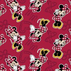 mickey and minnie mouse pattern on red background