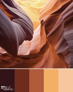 an image of the interior of a canyon with color swatches and colors to choose from