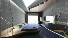 a bed room with a neatly made bed and a skylight over the headboard