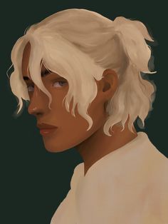 a digital painting of a woman with white hair