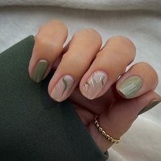 Biab Nail Design Autumn, Autumn Biab Nails, Sage Green Nails, Biab Nails, Bridesmaids Nails, Milky Nails, Green Nail Designs, Easy Nails, Thanksgiving Nails