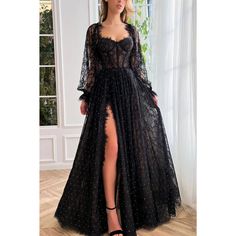 Long Sleeve Black Maxi Dress, Sukienki Plus Size, Vintage Black Dress, A Line Prom Dresses, Prom Dresses With Sleeves, Gowns Of Elegance, Sleeve Maxi Dress, Long Sleeve Maxi, Maxi Dress With Sleeves