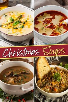 christmas soups collage with text overlay